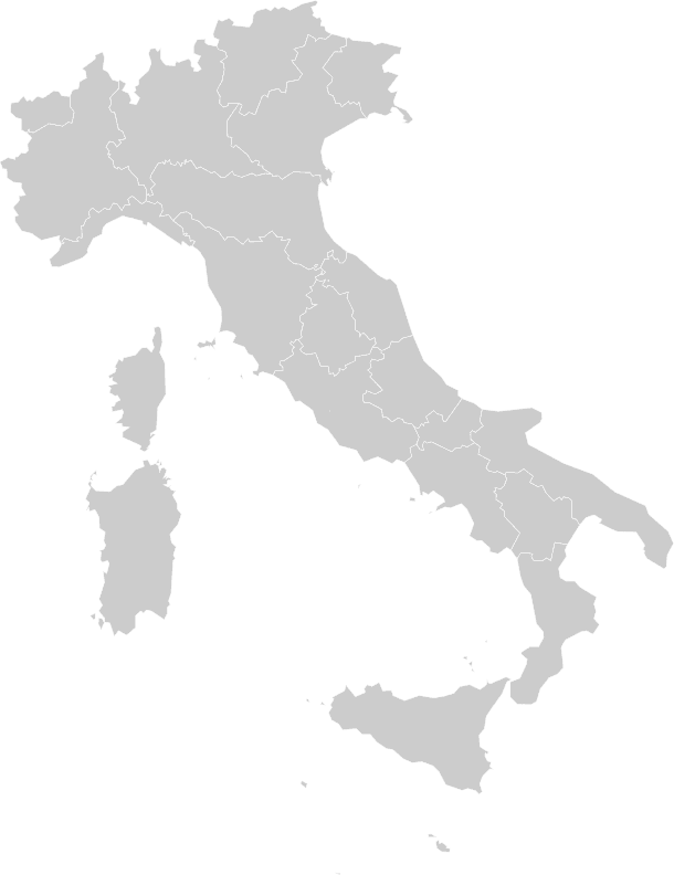 Mappa dell'Italia con le città in cui seguiamo ricerche